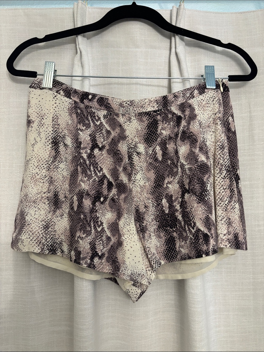 Gianni Bini High Waist Snake Print Shorts - Cream & Brown